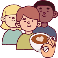 People with a coffee icon