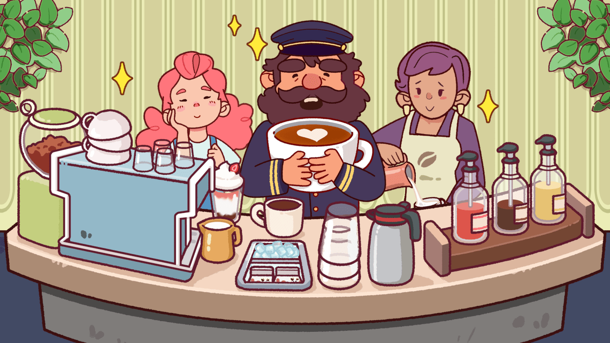 Picture of the happy man with a coffee